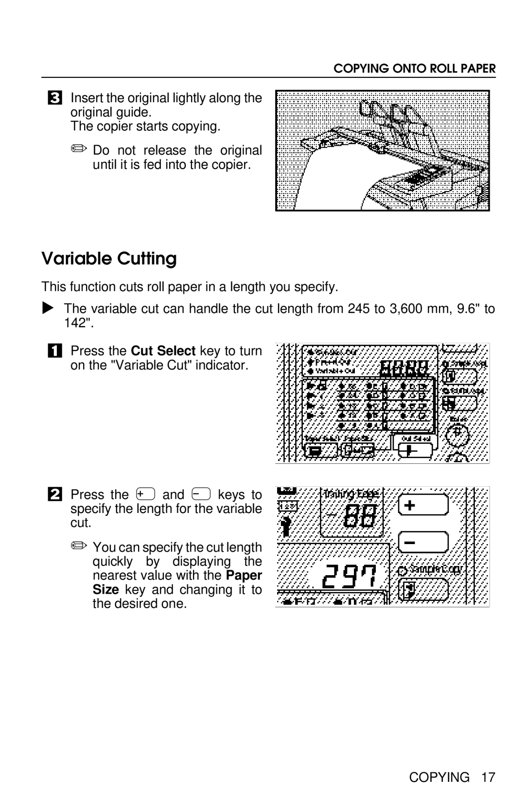 Savin 8700W manual Variable Cutting 