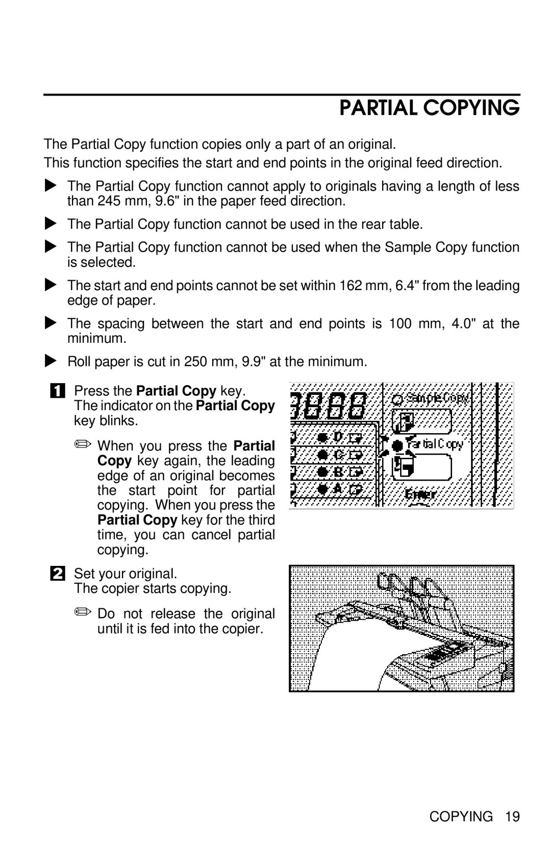 Savin 8700W manual Partial Copying 