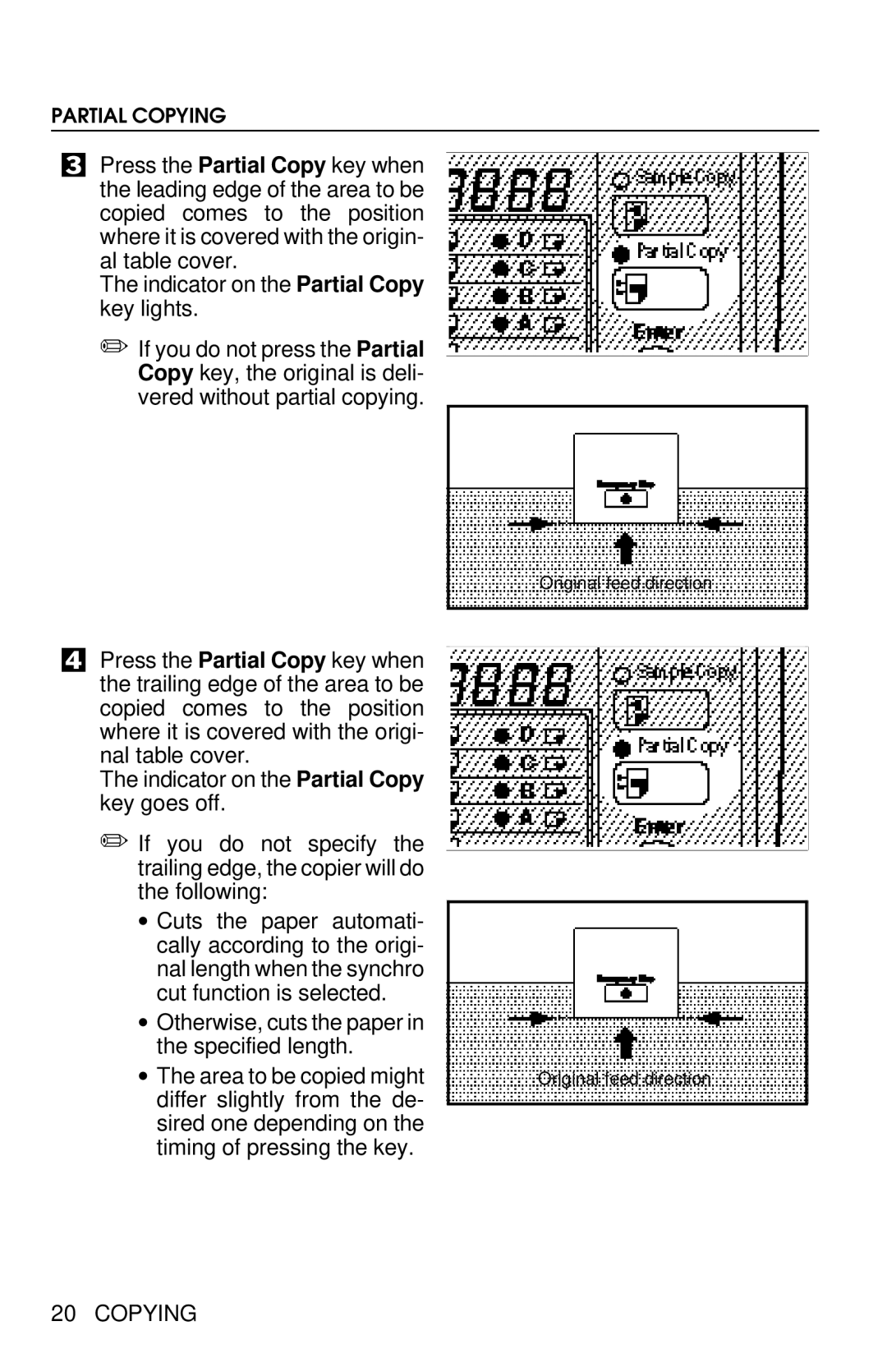 Savin 8700W manual Partial Copying 