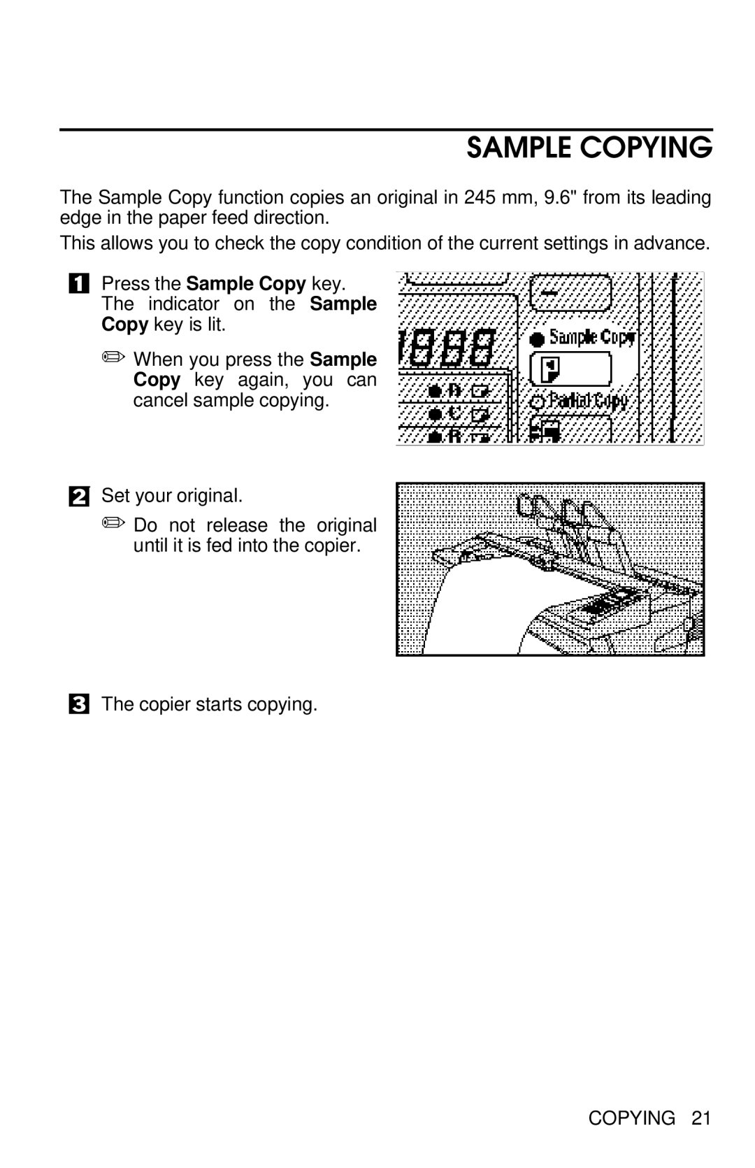 Savin 8700W manual Sample Copying 