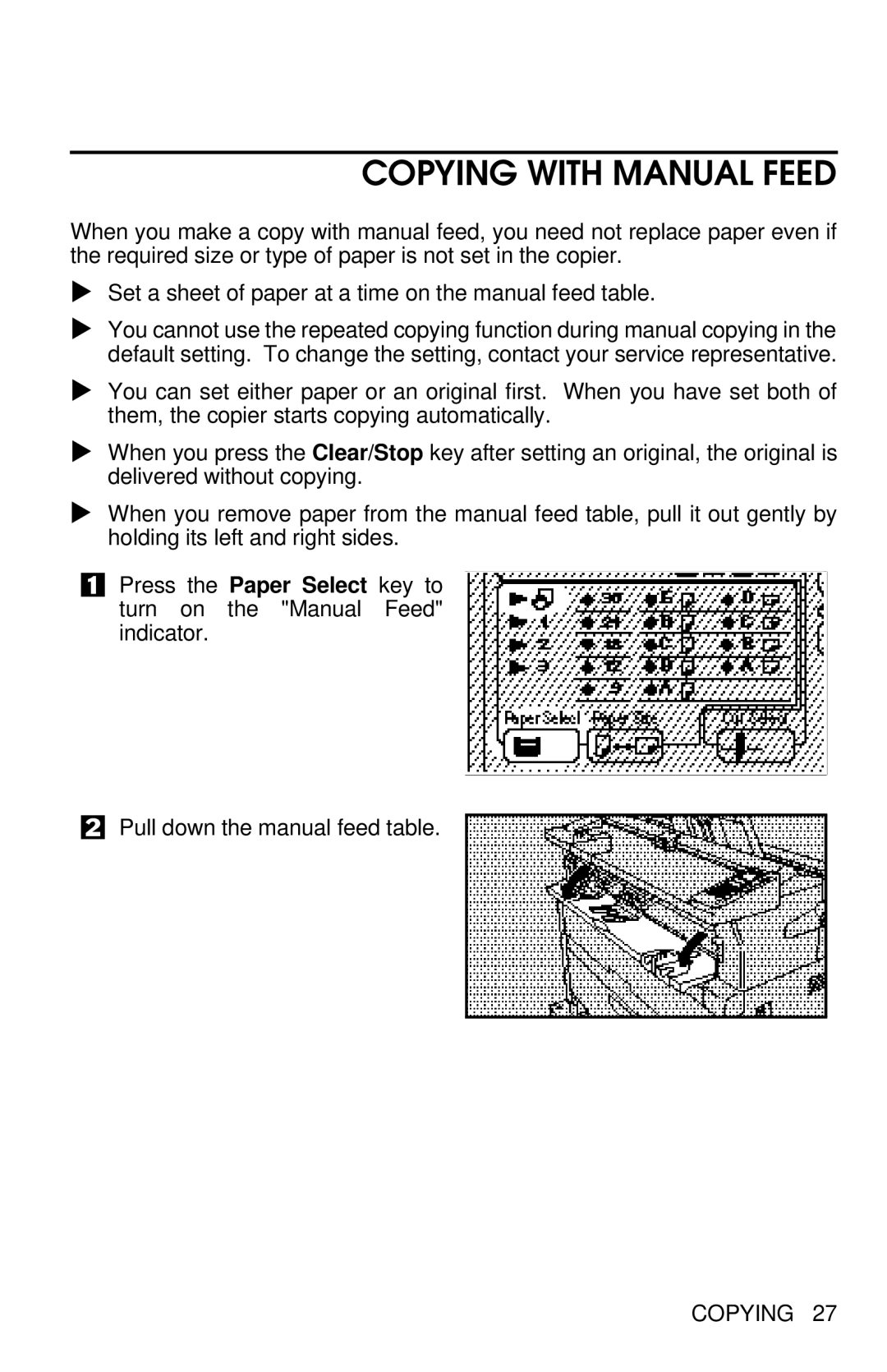 Savin 8700W manual Copying with Manual Feed 