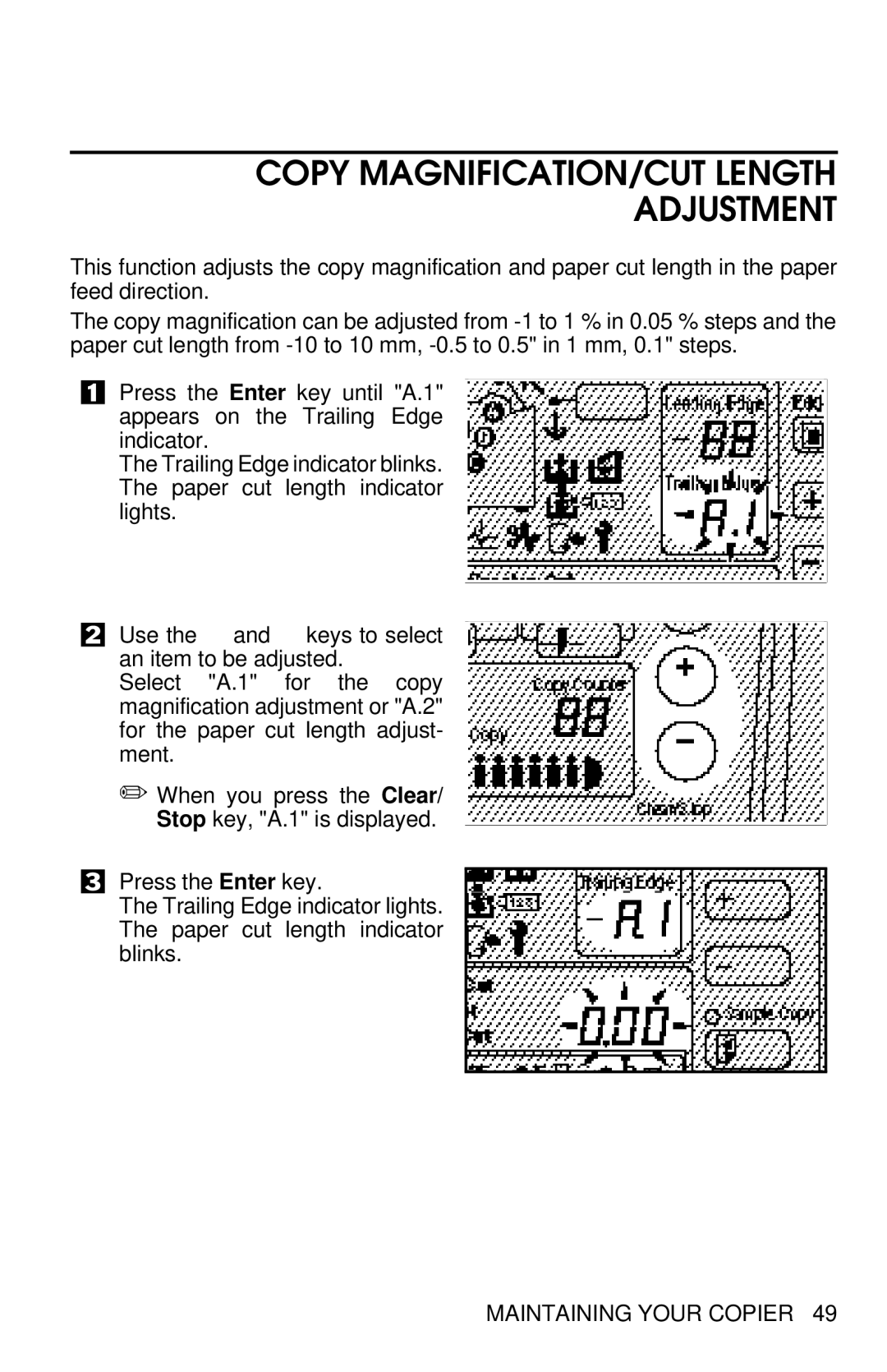 Savin 8700W manual Copy MAGNIFICATION/CUT Length Adjustment 