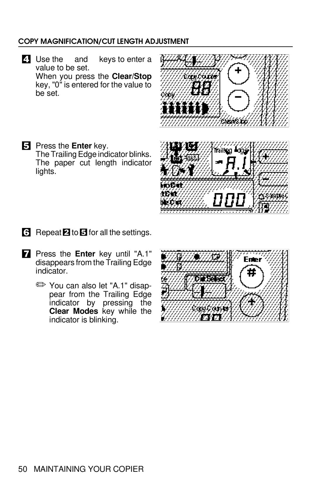 Savin 8700W manual Copy MAGNIFICATION/CUT Length Adjustment 