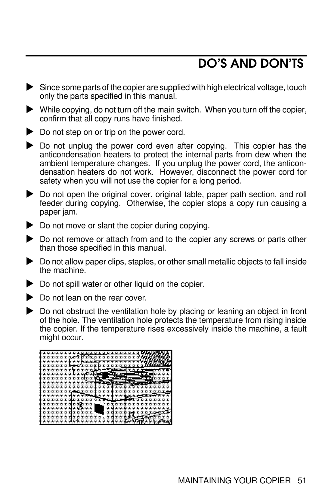 Savin 8700W manual DO’S and DON’TS 