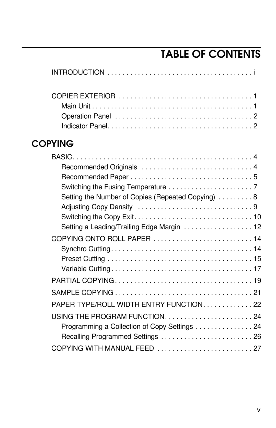 Savin 8700W manual Table of Contents 