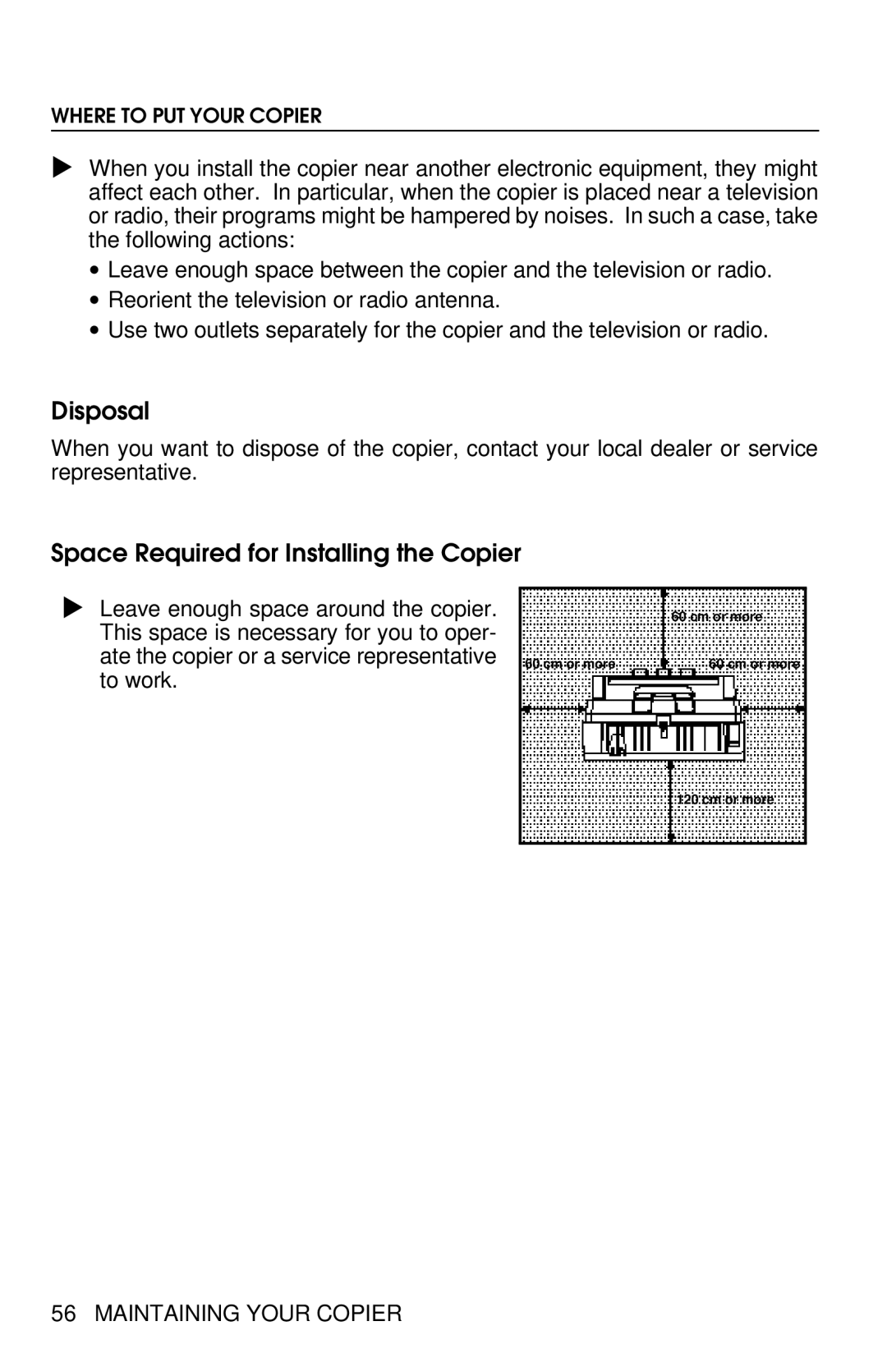 Savin 8700W manual Disposal, Space Required for Installing the Copier 