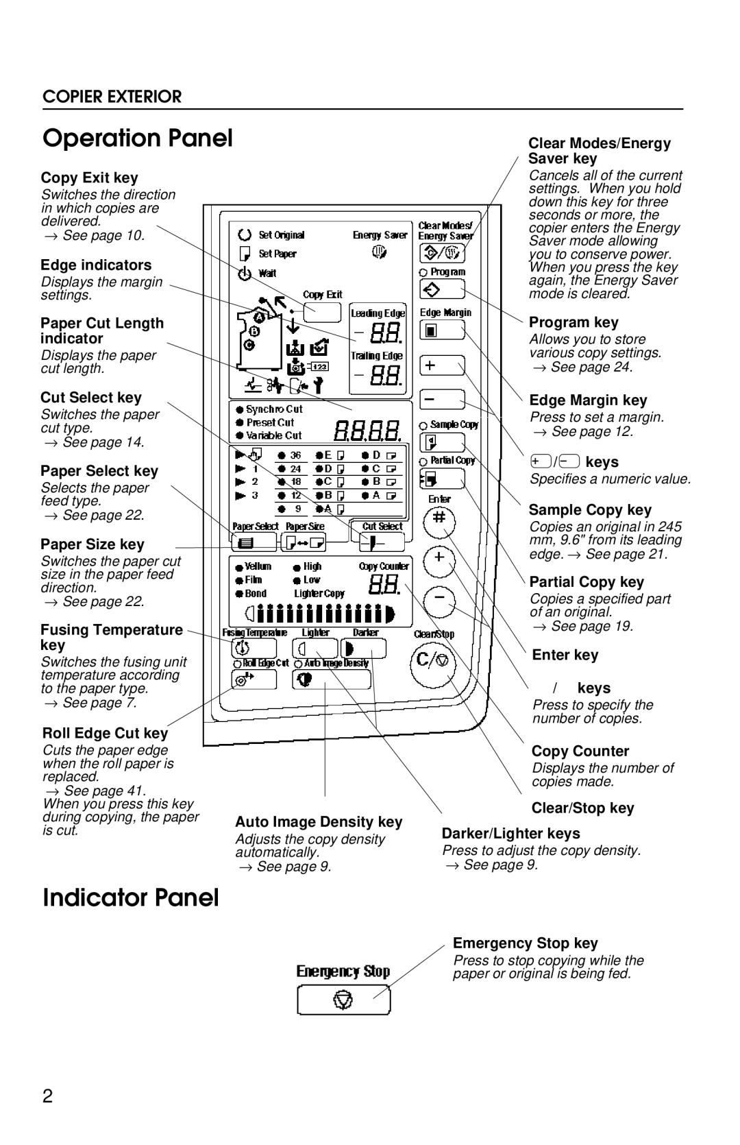 Savin 8700W manual Operation Panel, Indicator Panel 