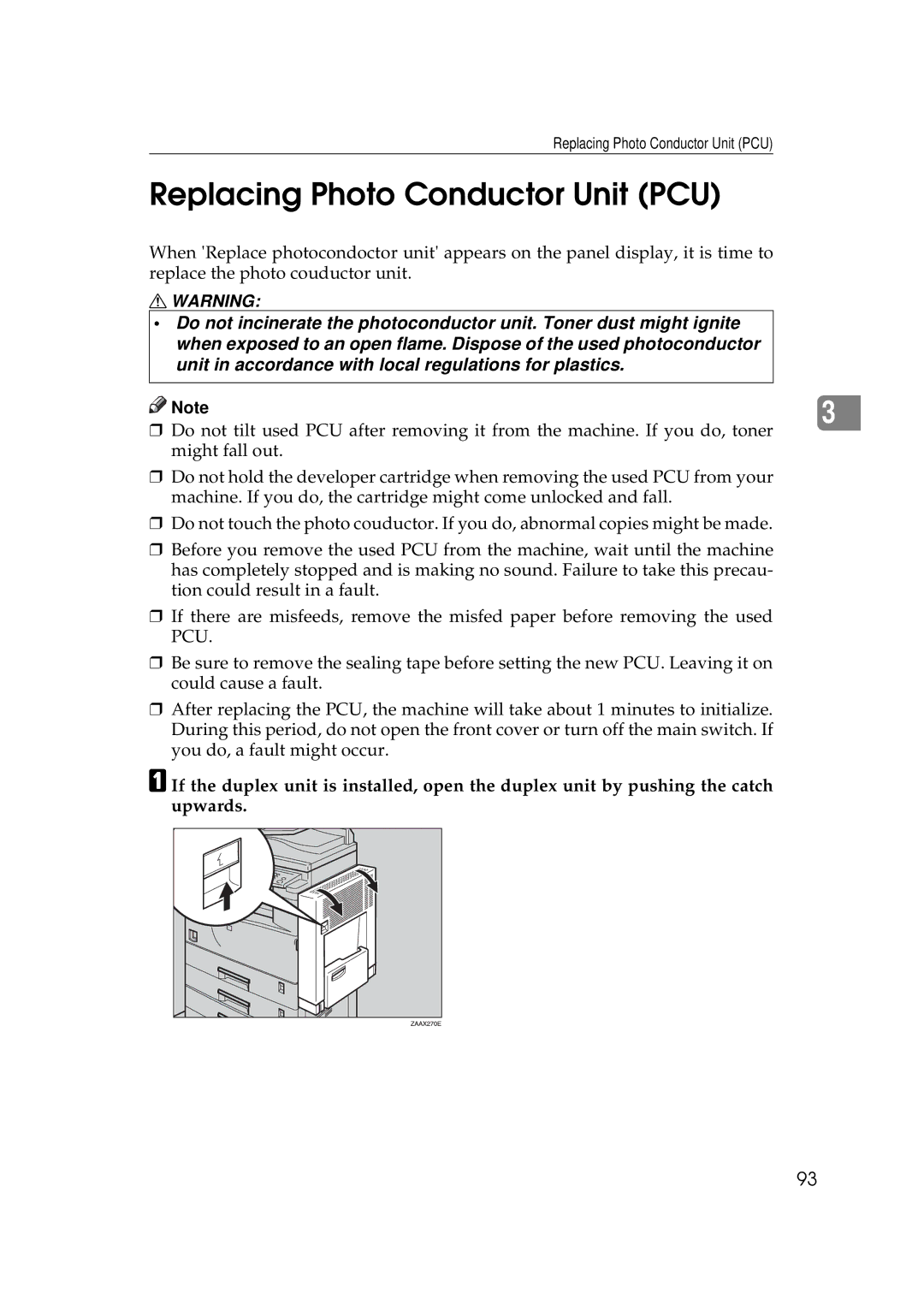 Savin 9927DP, 9922DP manual Replacing Photo Conductor Unit PCU, Pcu 