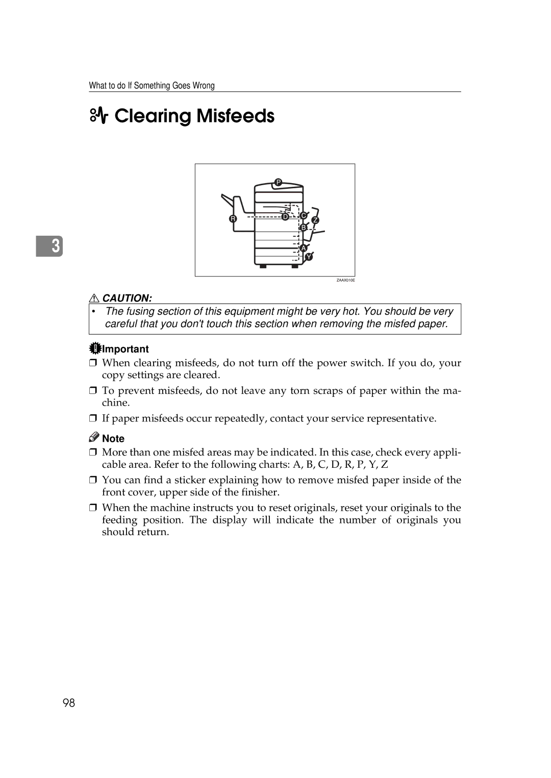 Savin 9922DP, 9927DP manual Clearing Misfeeds 