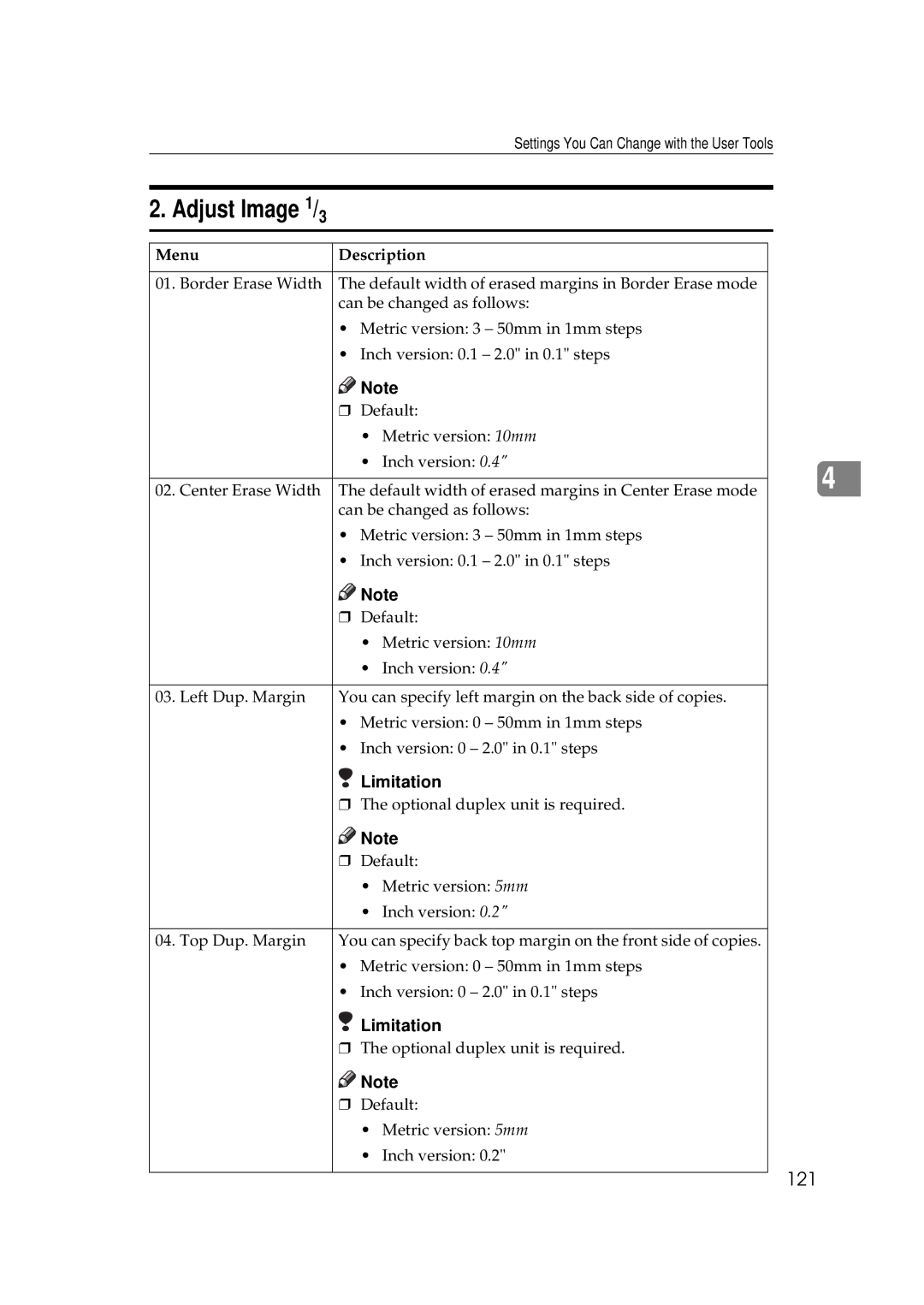 Savin 9927DP, 9922DP manual Adjust Image 1/3, 121 