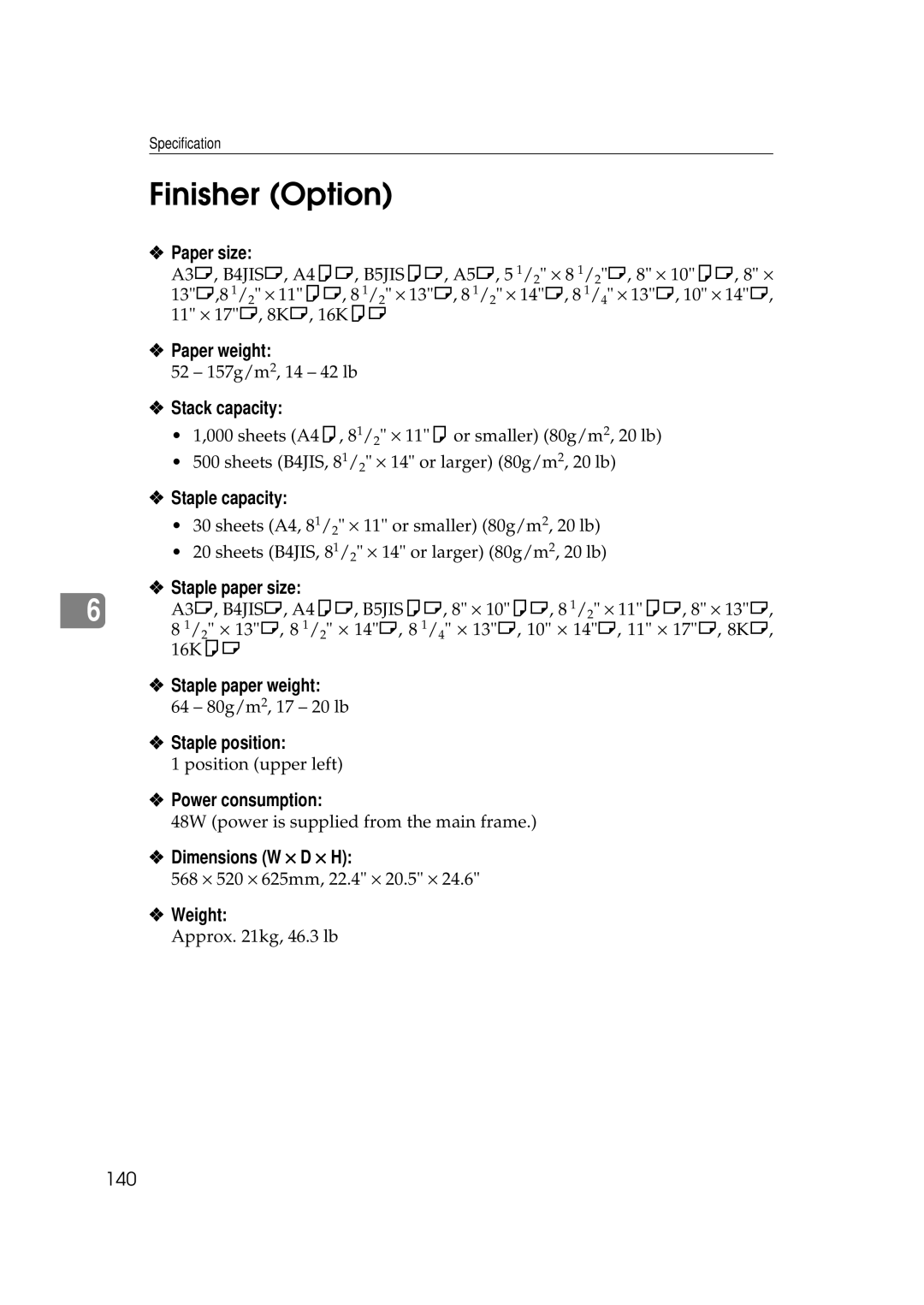 Savin 9922DP, 9927DP manual Finisher Option 