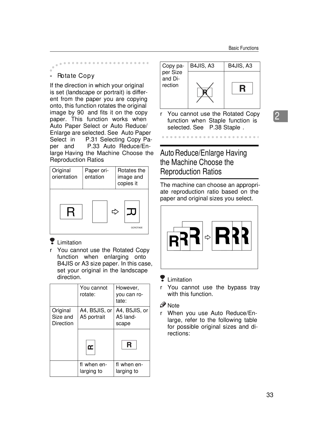 Savin 9927DP, 9922DP manual Machine Choose, Reproduction Ratios, Rotate Copy 