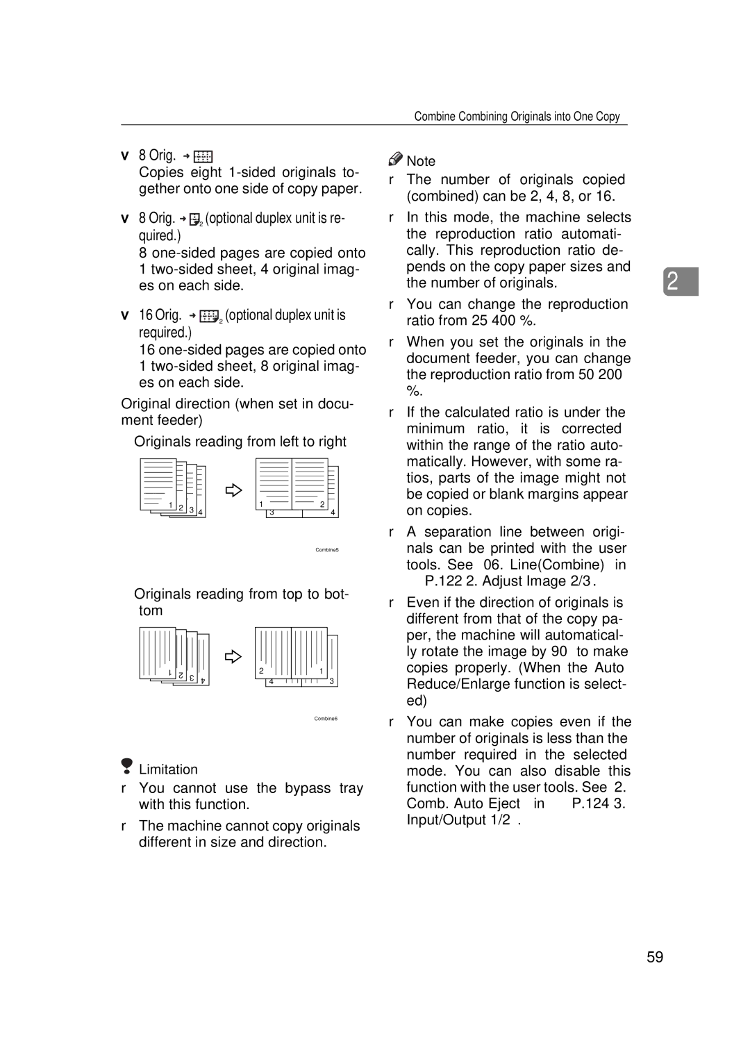 Savin 9927DP, 9922DP manual Orig. optional duplex unit is re- quired, ⇒ P.122 2. Adjust Image 2/3 