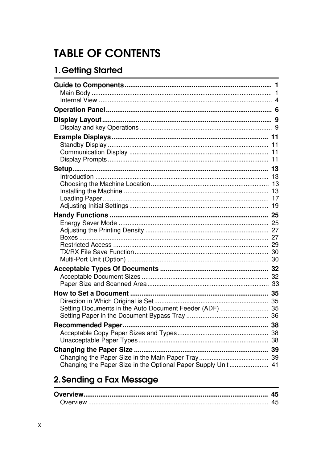 Savin 3699, 9980 manual Table of Contents 