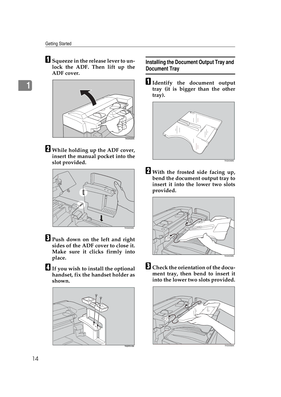 Savin 3699, 9980 manual Installing the Document Output Tray and Document Tray 