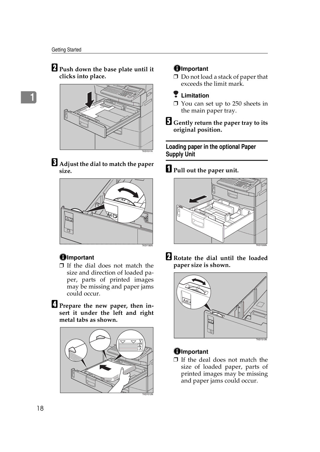 Savin 3699, 9980 Loading paper in the optional Paper Supply Unit, Gently return the paper tray to its original position 