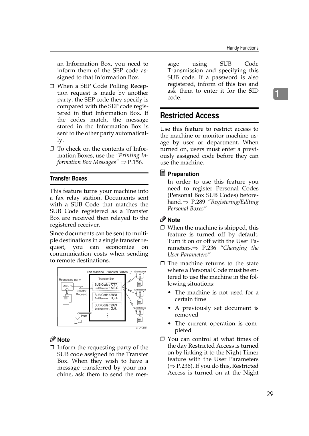 Savin 9980, 3699 manual Restricted Access, Transfer Boxes 