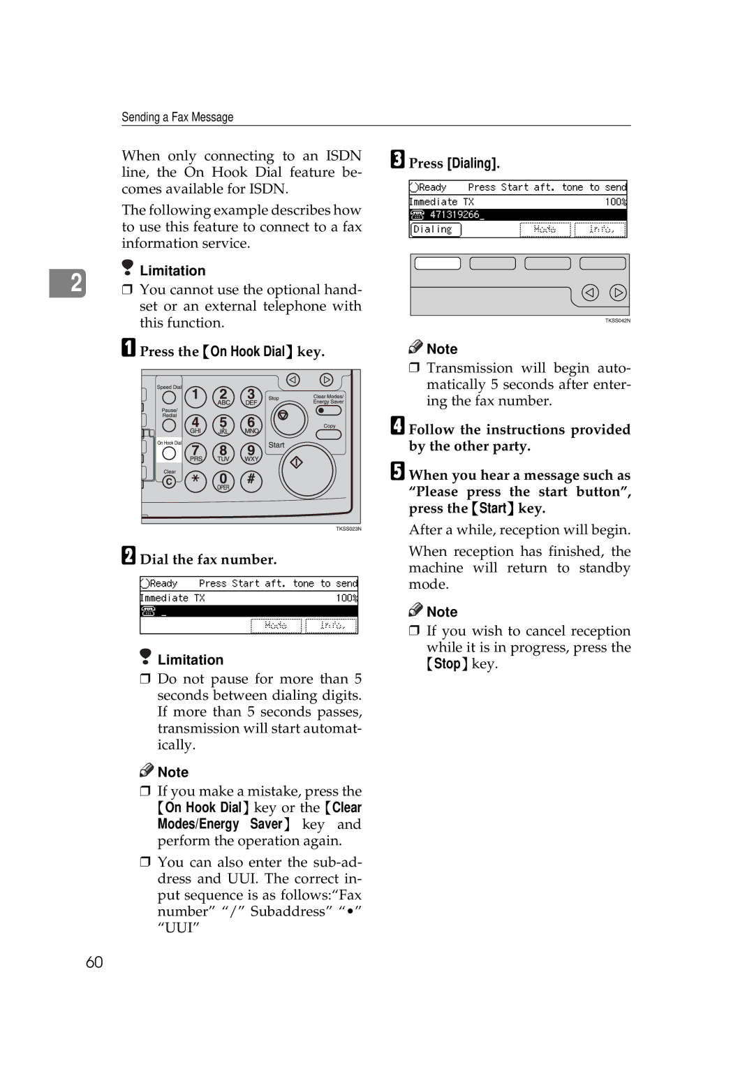 Savin 3699, 9980 manual Press the On Hook Dial key Dial the fax number, Press Dialing 