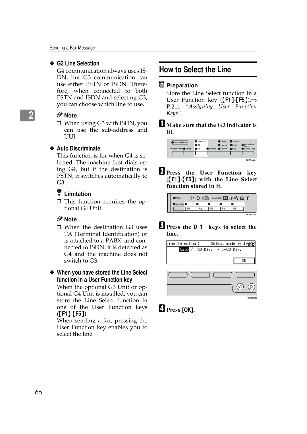 Savin 3699, 9980 manual How to Select the Line, G3 Line Selection, Auto Discriminate, Make sure that the G3 indicator is lit 