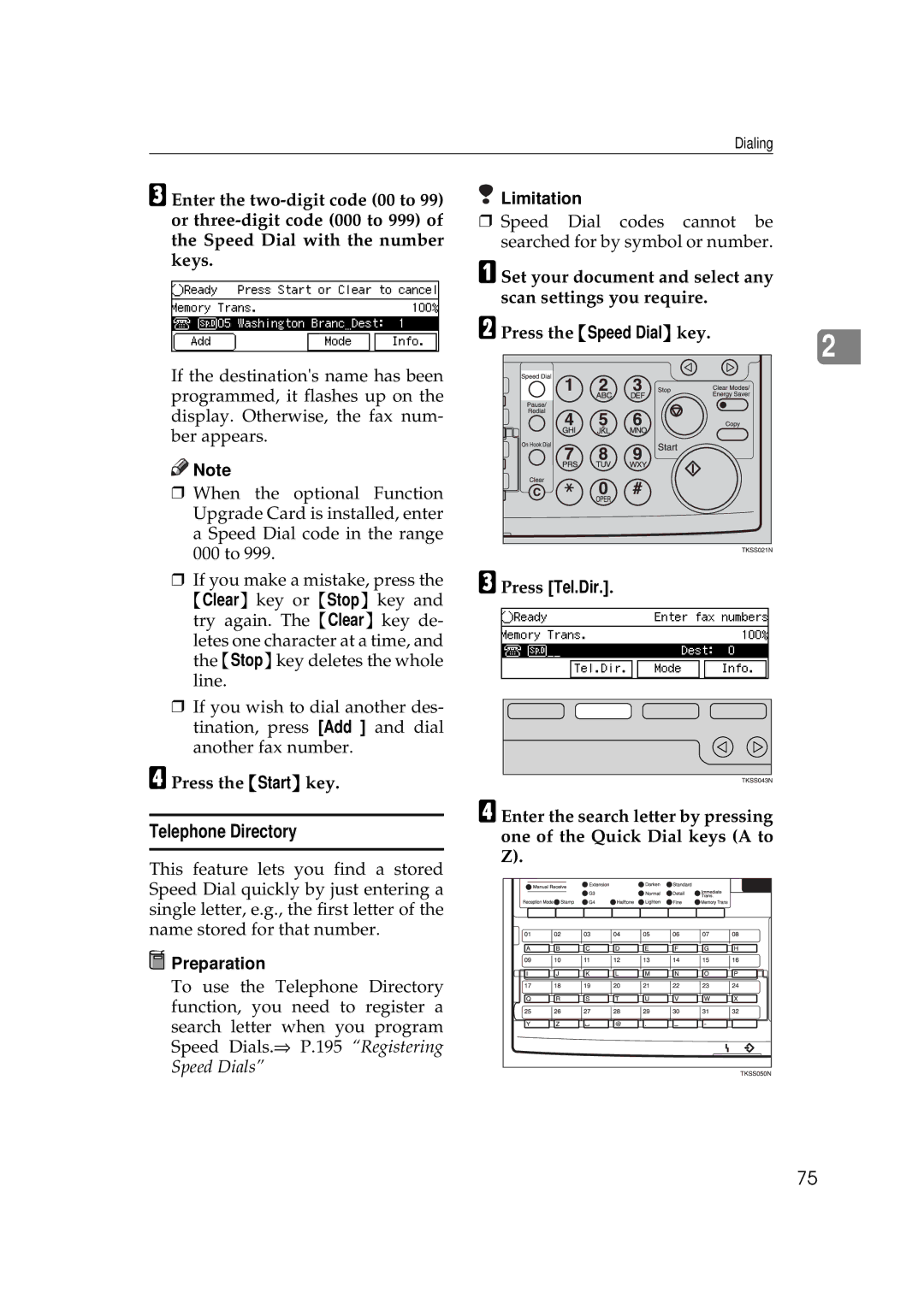 Savin 9980, 3699 manual Telephone Directory, Press Tel.Dir 