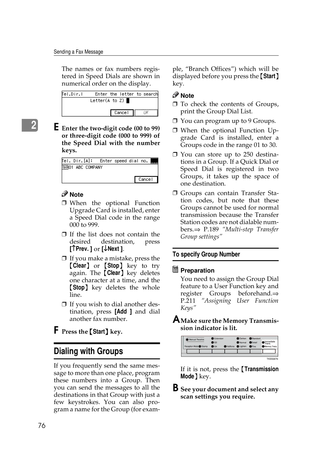 Savin 3699, 9980 manual Dialing with Groups, To specify Group Number, Prev. or ↓Next 