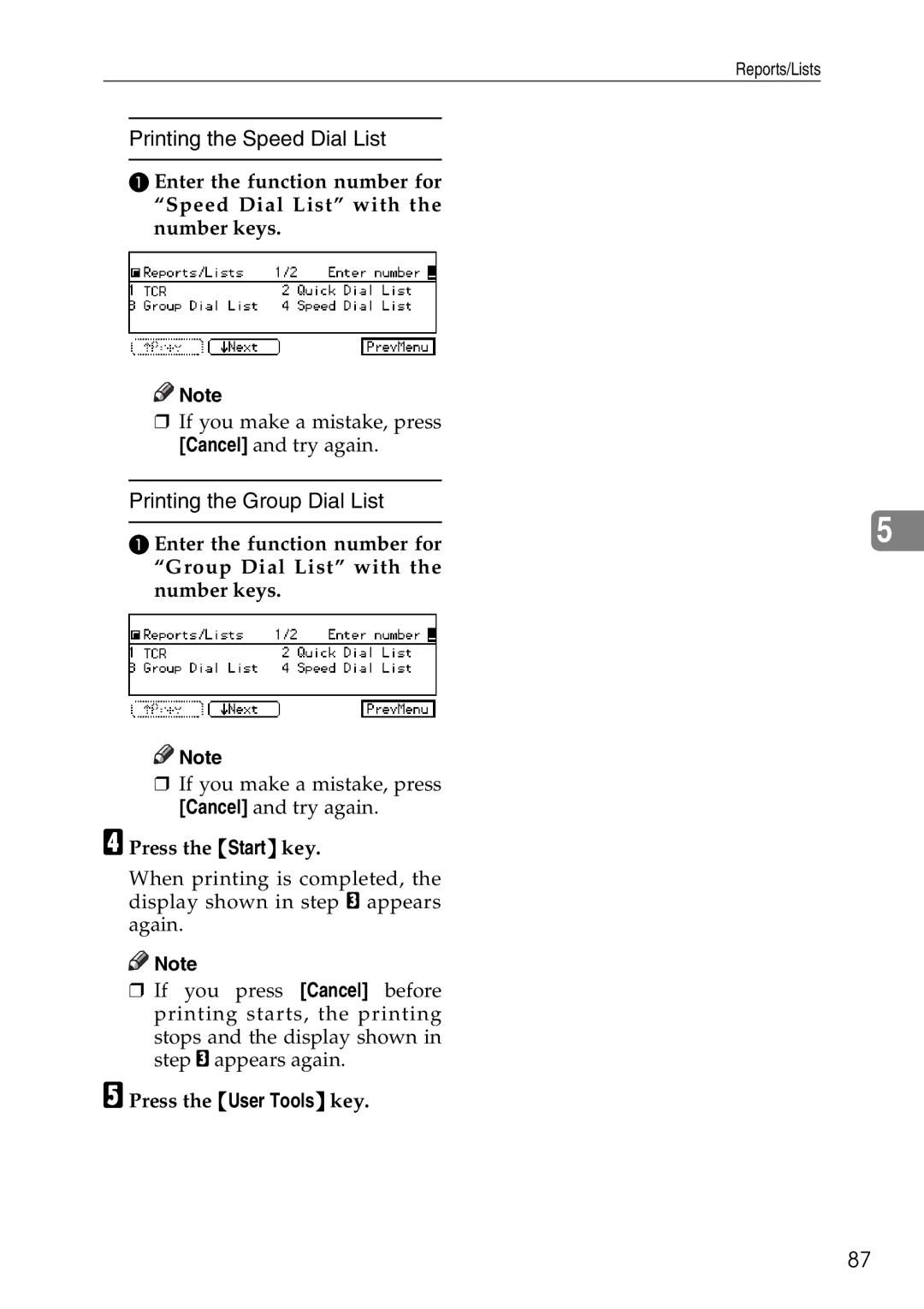 Savin C3528, C2824, C4535 manual Printing the Speed Dial List 