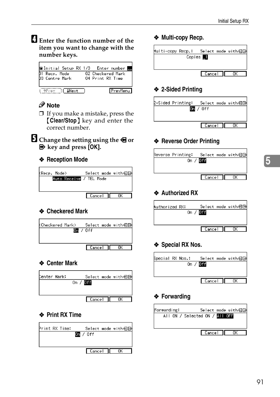 Savin C4535, C2824, C3528 manual Change the setting using the or Key and press OK 