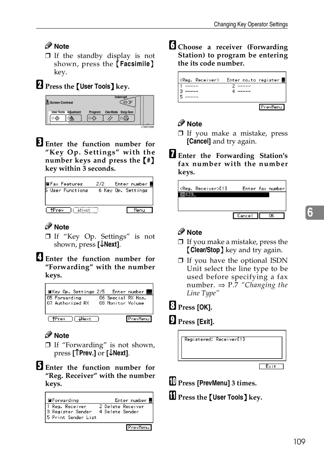 Savin C4535, C2824, C3528 manual 109, Press the User Tools key 