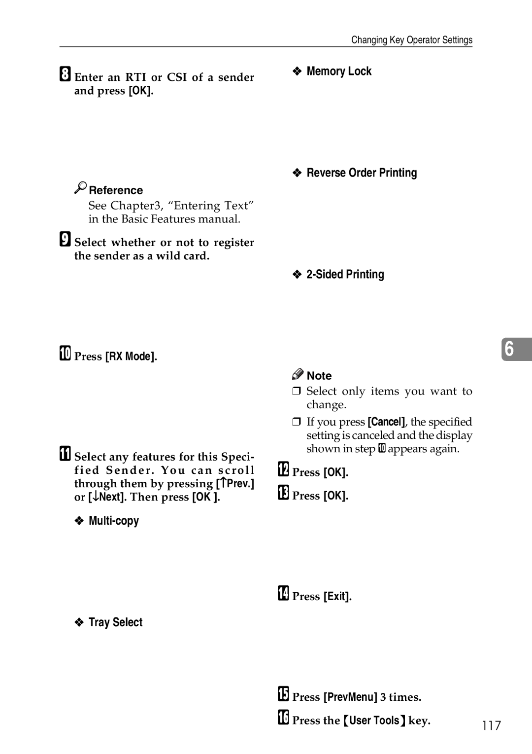 Savin C3528, C2824, C4535 manual 117, Enter an RTI or CSI of a sender and press OK 