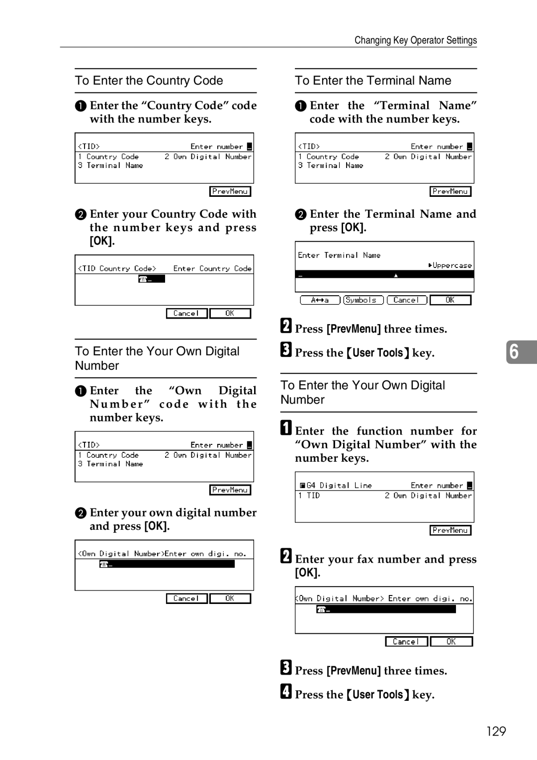 Savin C3528, C2824, C4535 manual To Enter the Country Code, 129 