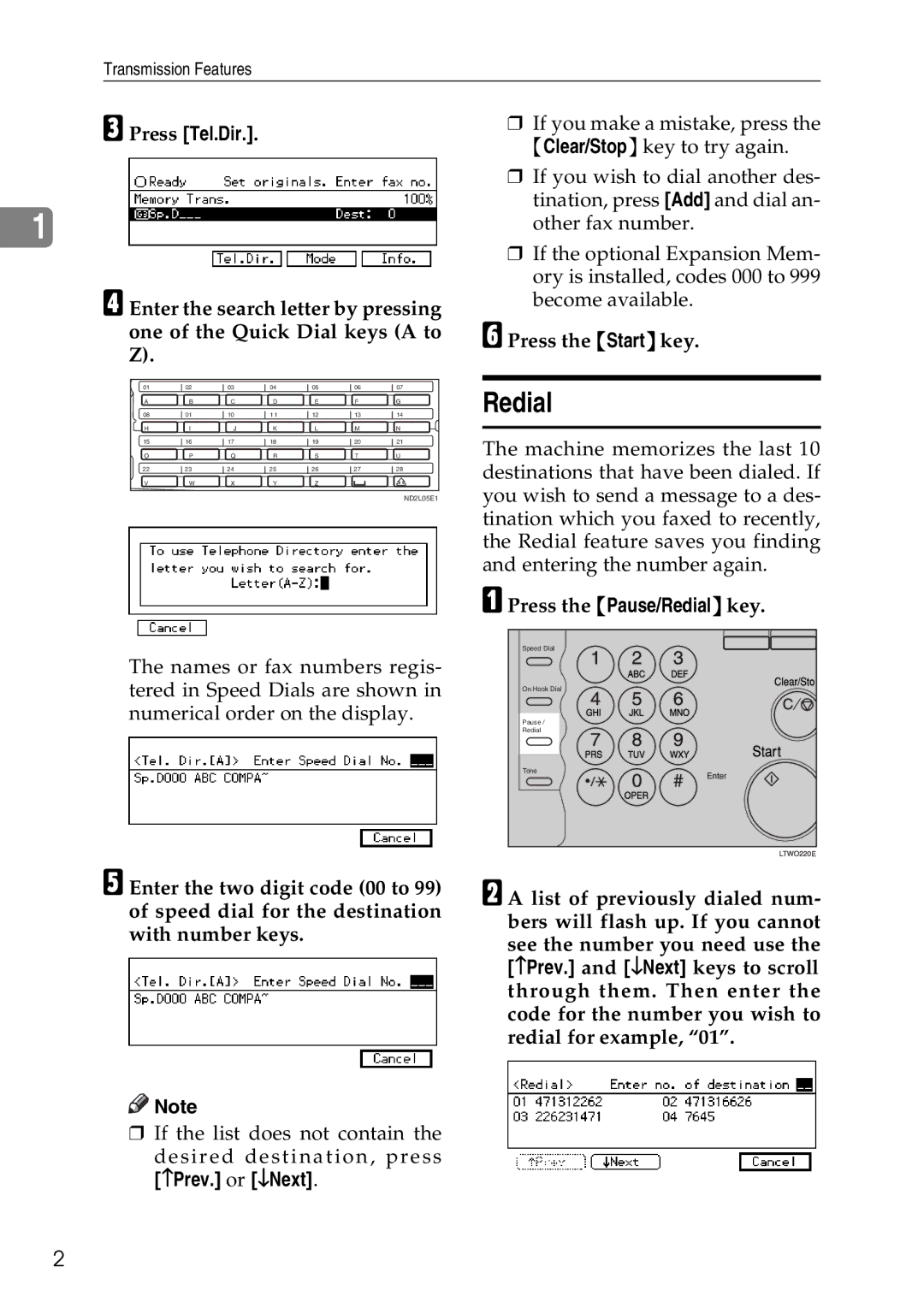 Savin C2824, C3528, C4535 manual Press the Start key, Press the Pause/Redial key 