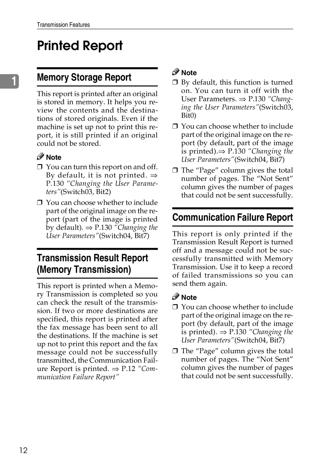 Savin C3528, C2824, C4535 manual Printed Report, Communication Failure Report, Transmission Result Report Memory Transmission 