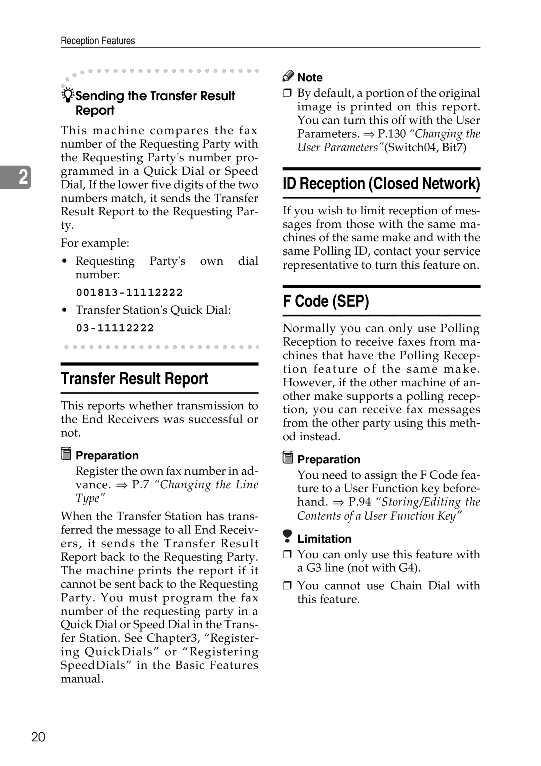 Savin C2824, C3528, C4535 manual ID Reception Closed Network, Code SEP, Sending the Transfer Result Report 