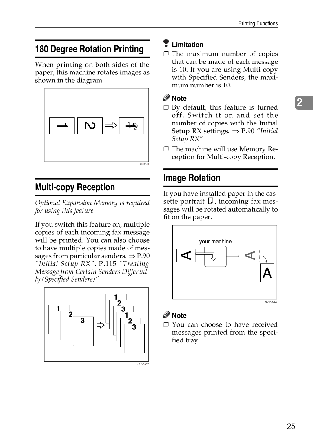 Savin C4535, C2824, C3528 manual Degree Rotation Printing, Multi-copy Reception, Image Rotation 