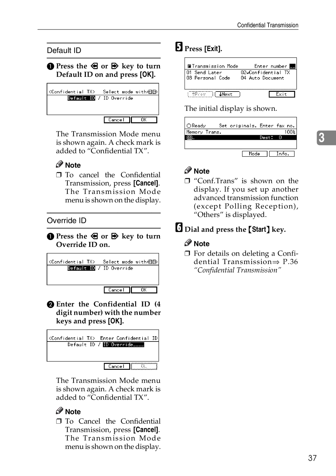 Savin C4535, C2824, C3528 manual Override ID 