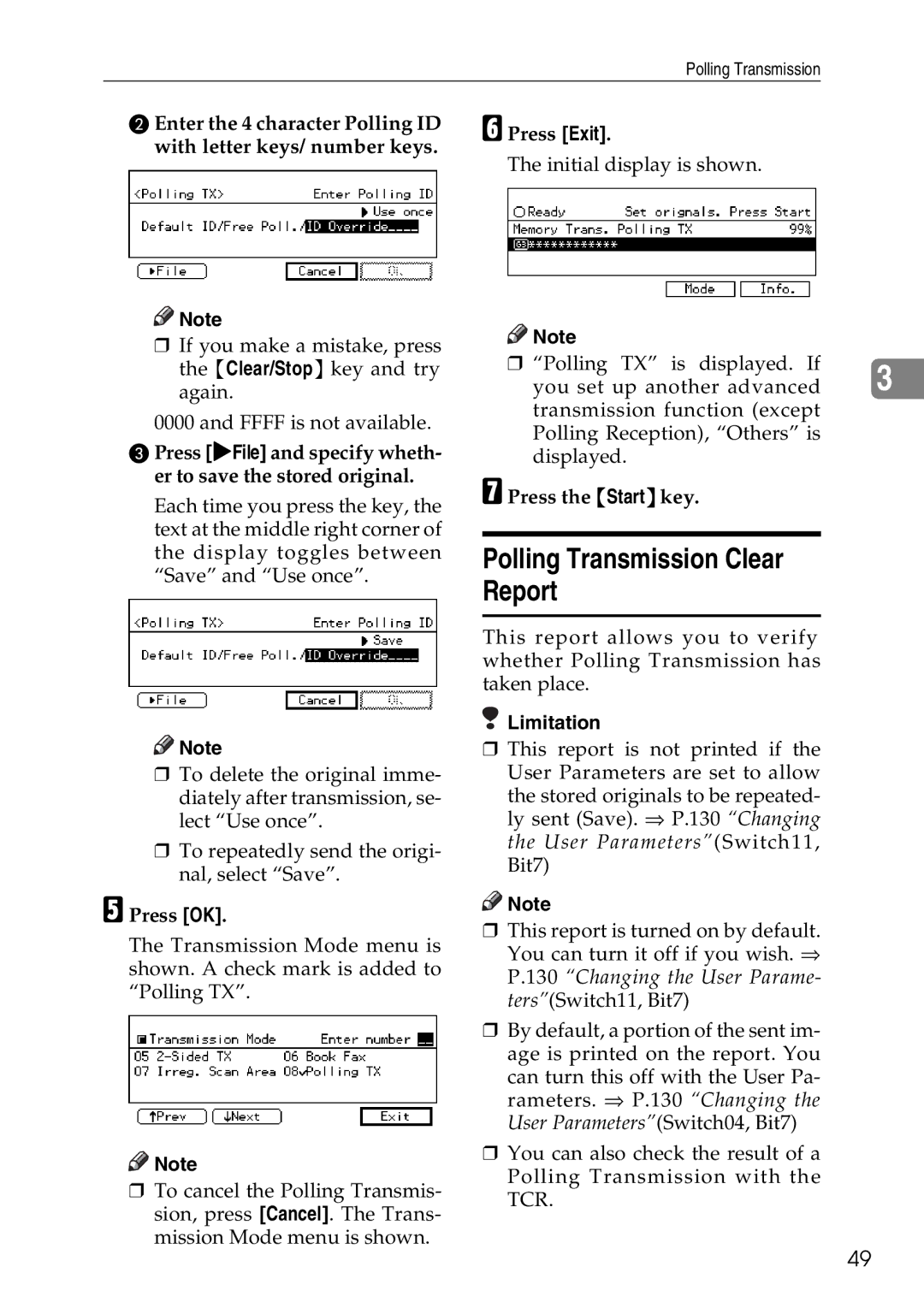 Savin C4535, C2824, C3528 manual Polling Transmission Clear Report, Press OK 