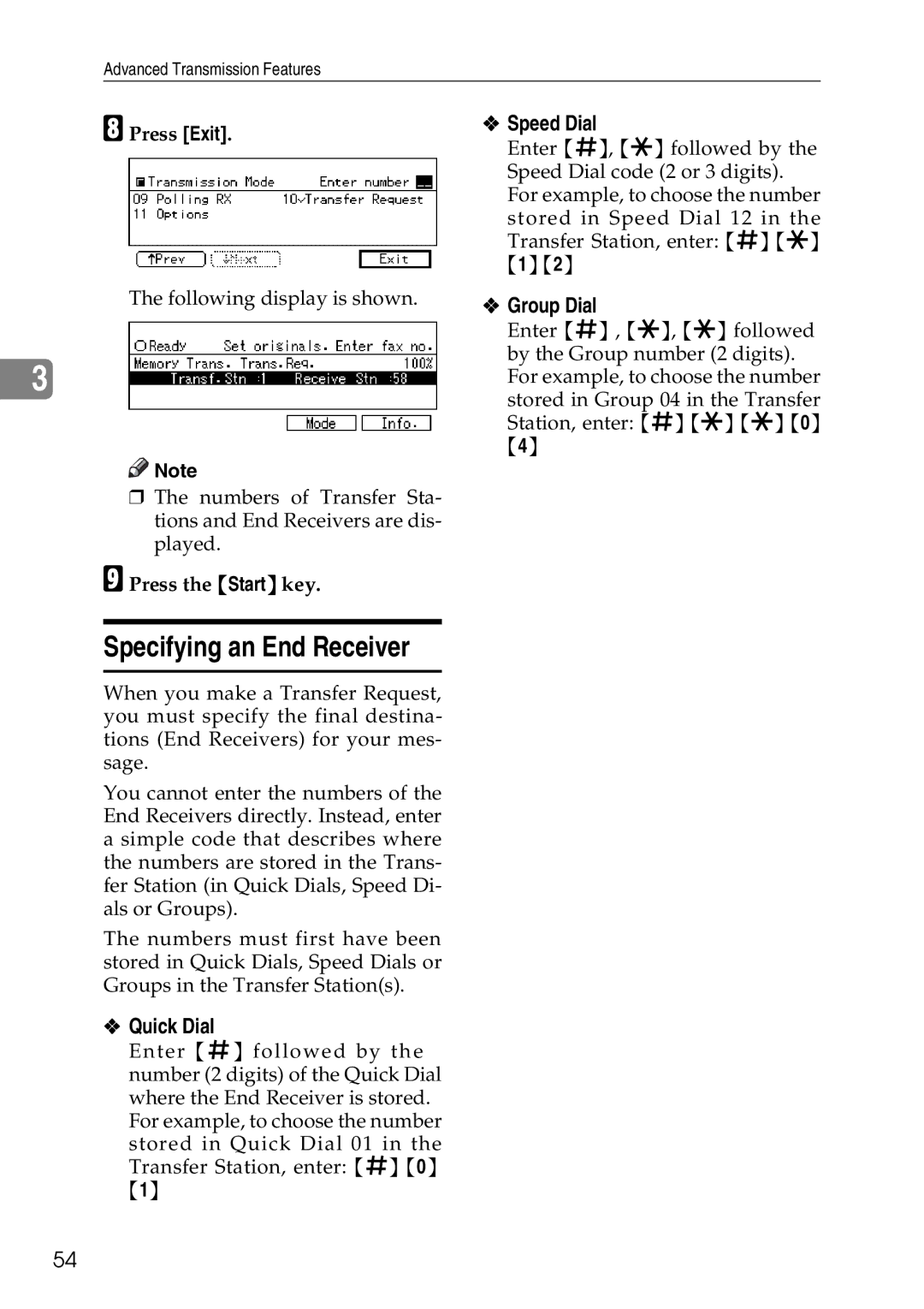 Savin C3528, C2824, C4535 manual Specifying an End Receiver, Quick Dial, Speed Dial, Group Dial 