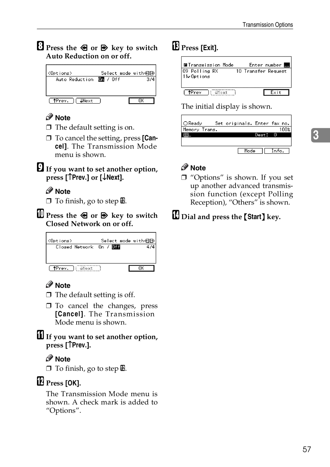 Savin C3528, C2824, C4535 manual Auto Reduction on or off, Press the or key to switch Closed Network on or off 