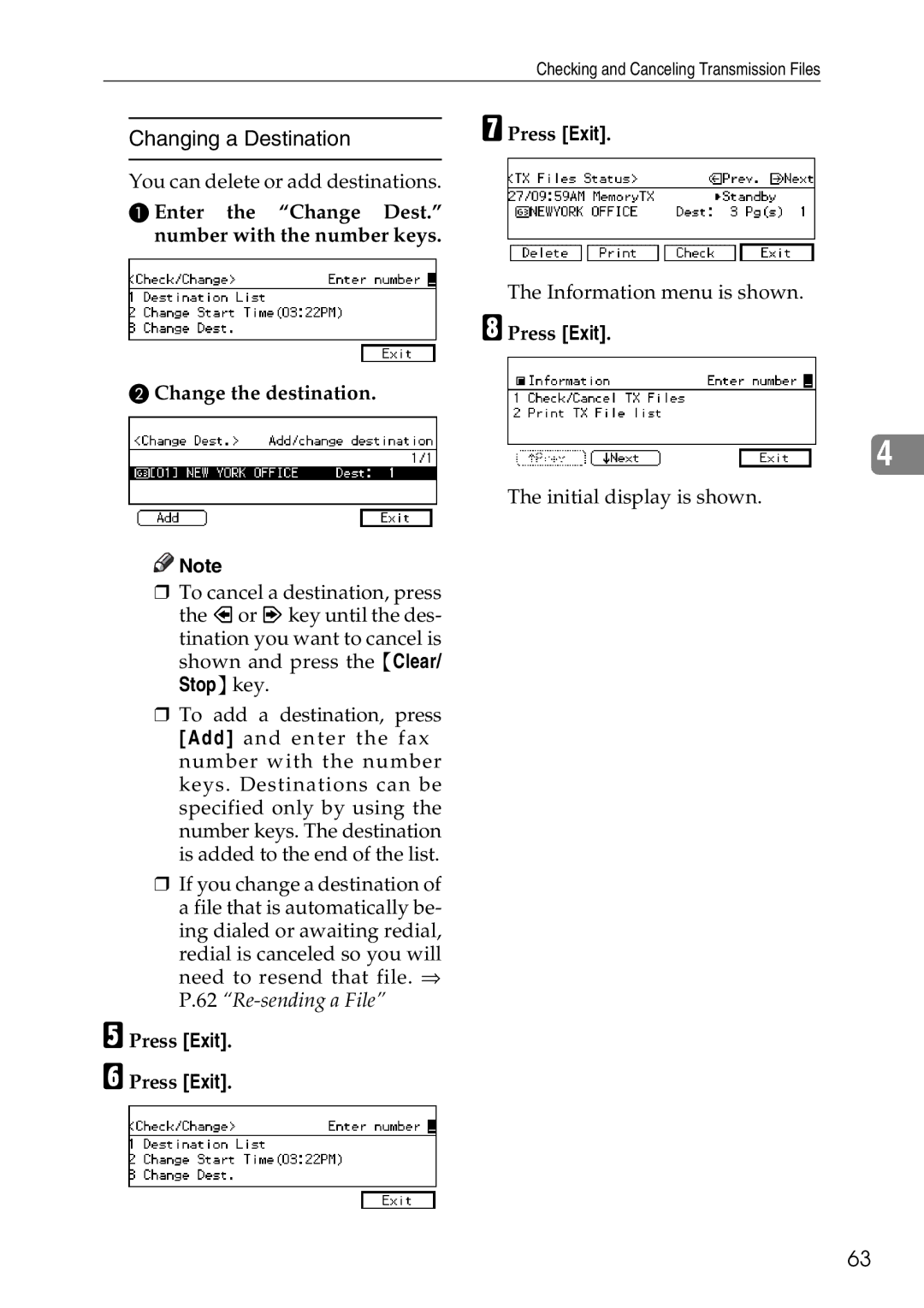 Savin C3528, C2824, C4535 manual Changing a Destination 