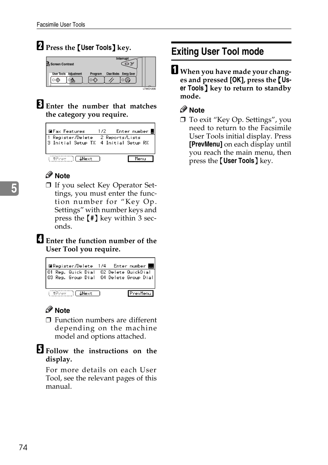 Savin C2824, C3528, C4535 manual Exiting User Tool mode 