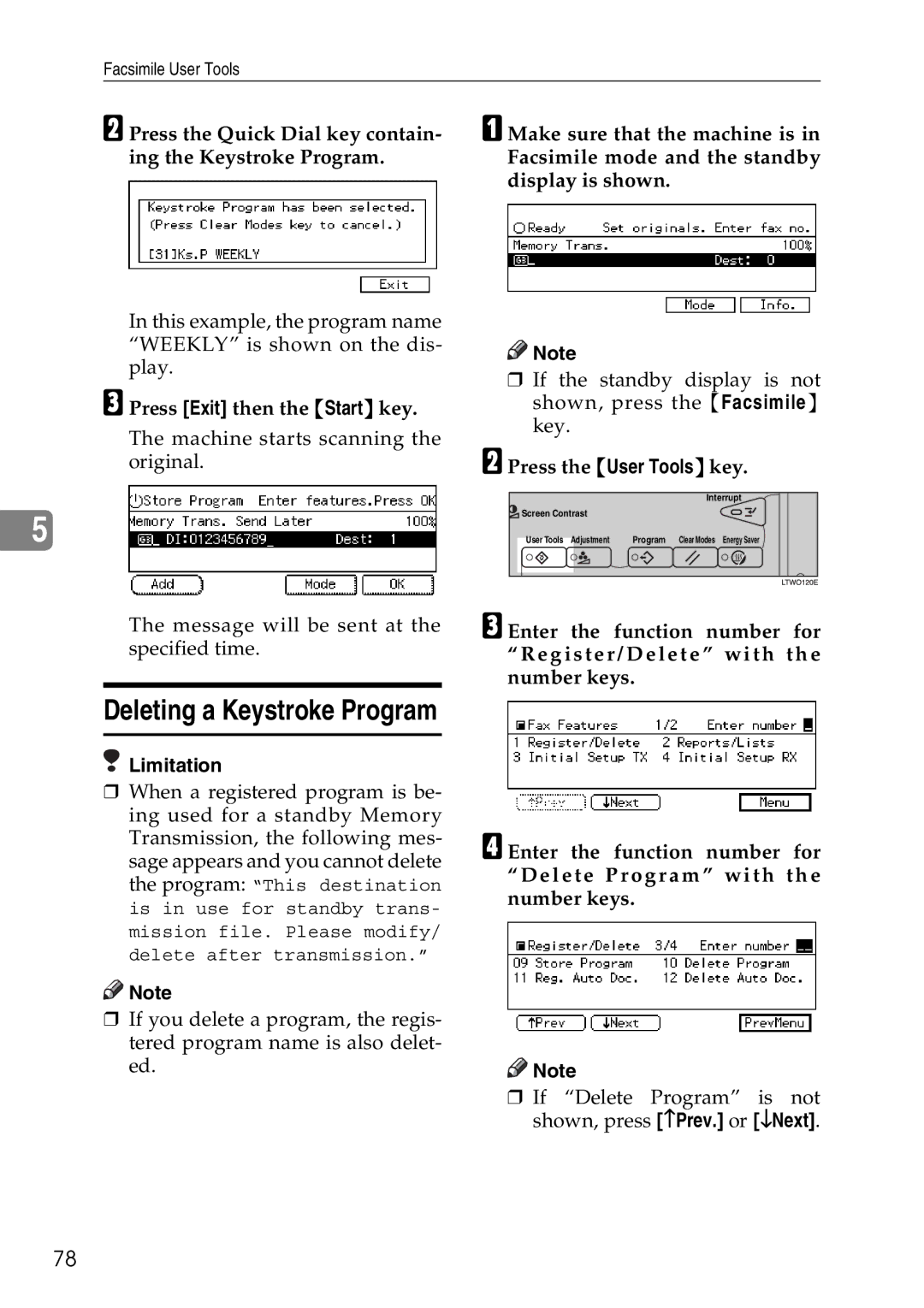 Savin C3528, C2824, C4535 manual Press the Quick Dial key contain- ing the Keystroke Program, Press Exit then the Start key 