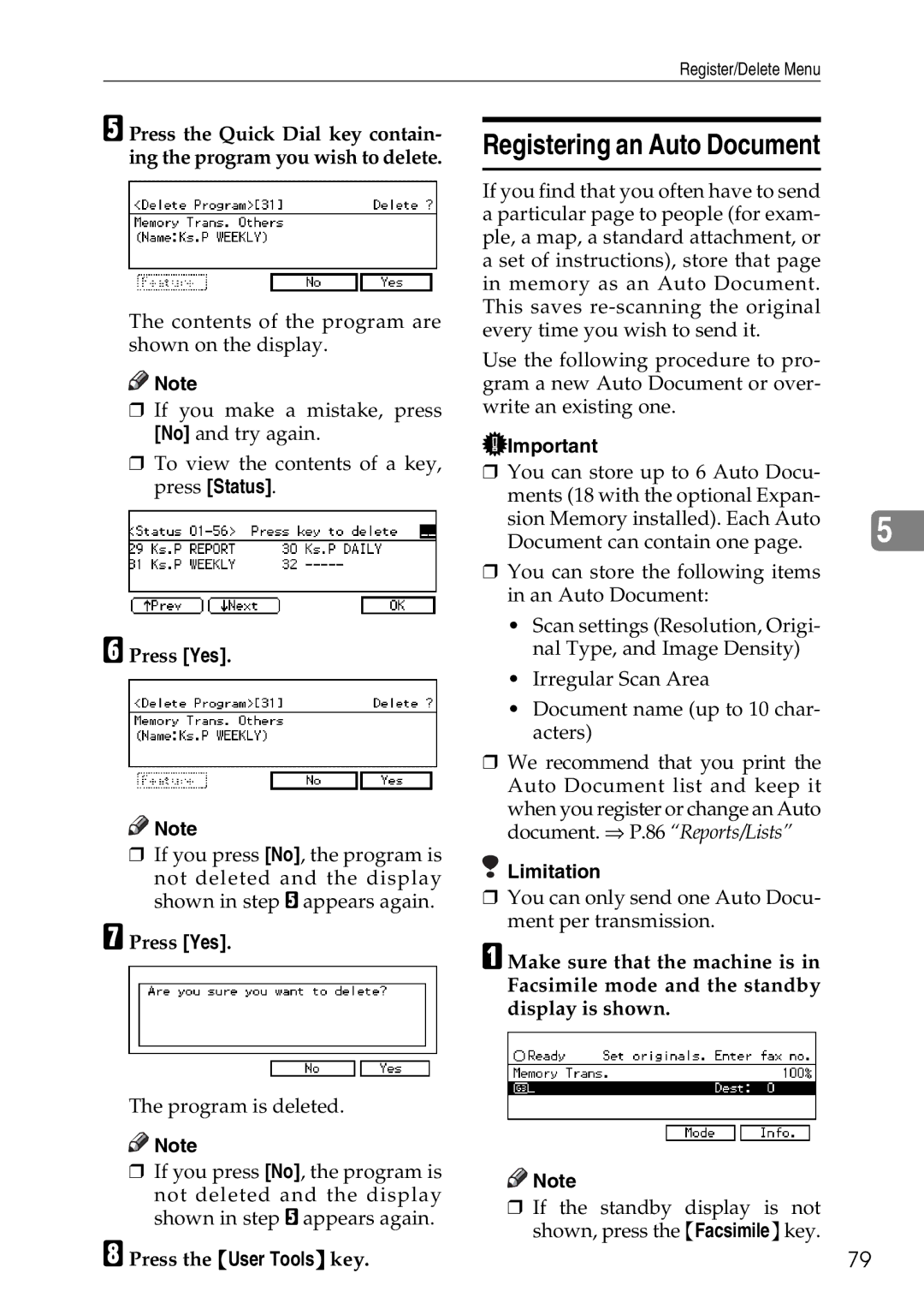 Savin C4535, C2824, C3528 manual Registering an Auto Document 