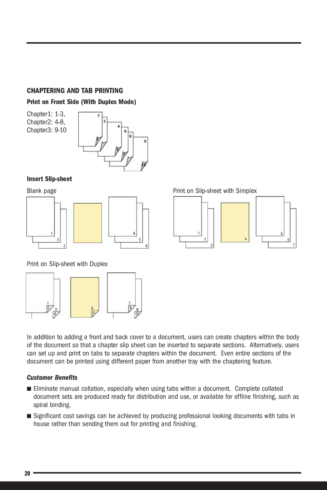 Savin C7570, C6055 manual Chaptering and TAB Printing, Print on Slip-sheet with Duplex 