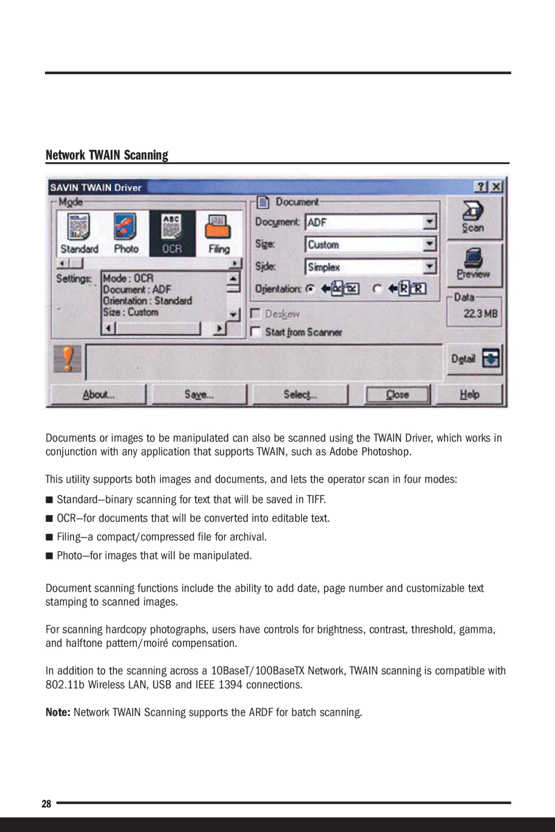 Savin C7570, C6055 manual Network Twain Scanning 