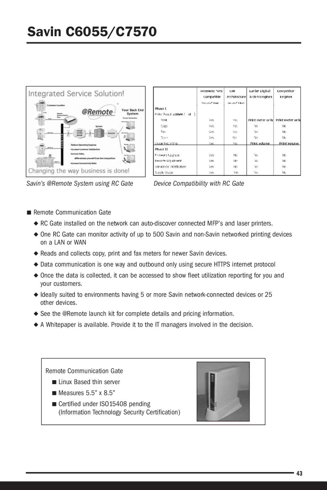 Savin C6055, C7570 manual Remote Communication Gate 