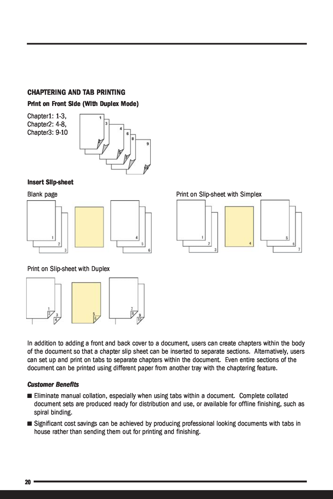 Savin C7570, C6055 manual Chaptering And Tab Printing, Customer Benefits 