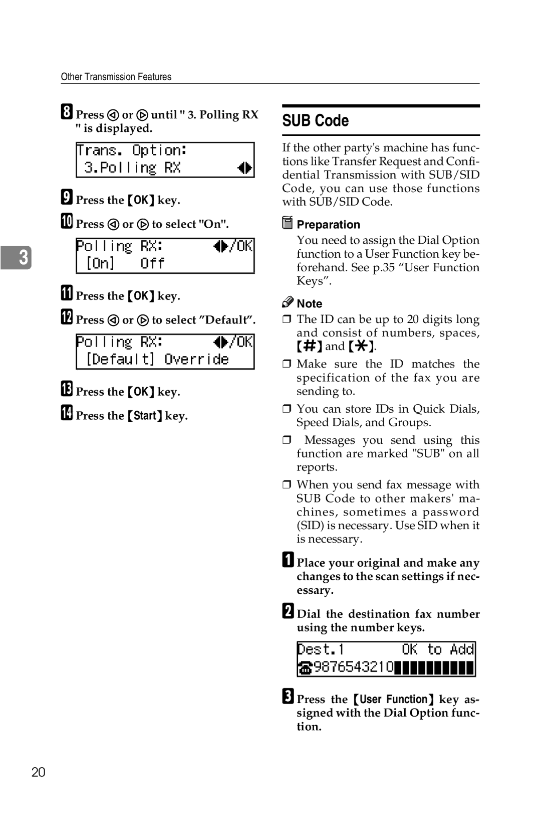 Savin G1619 manual SUB Code 