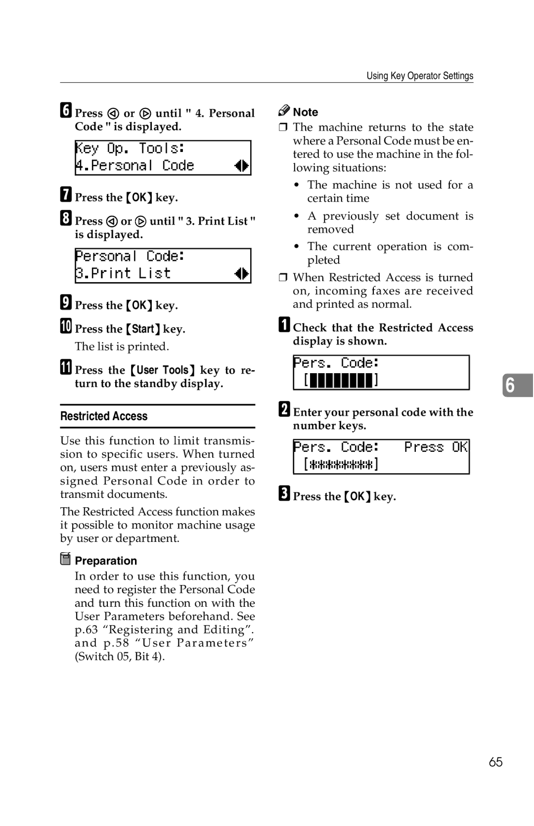 Savin G1619 manual Restricted Access 