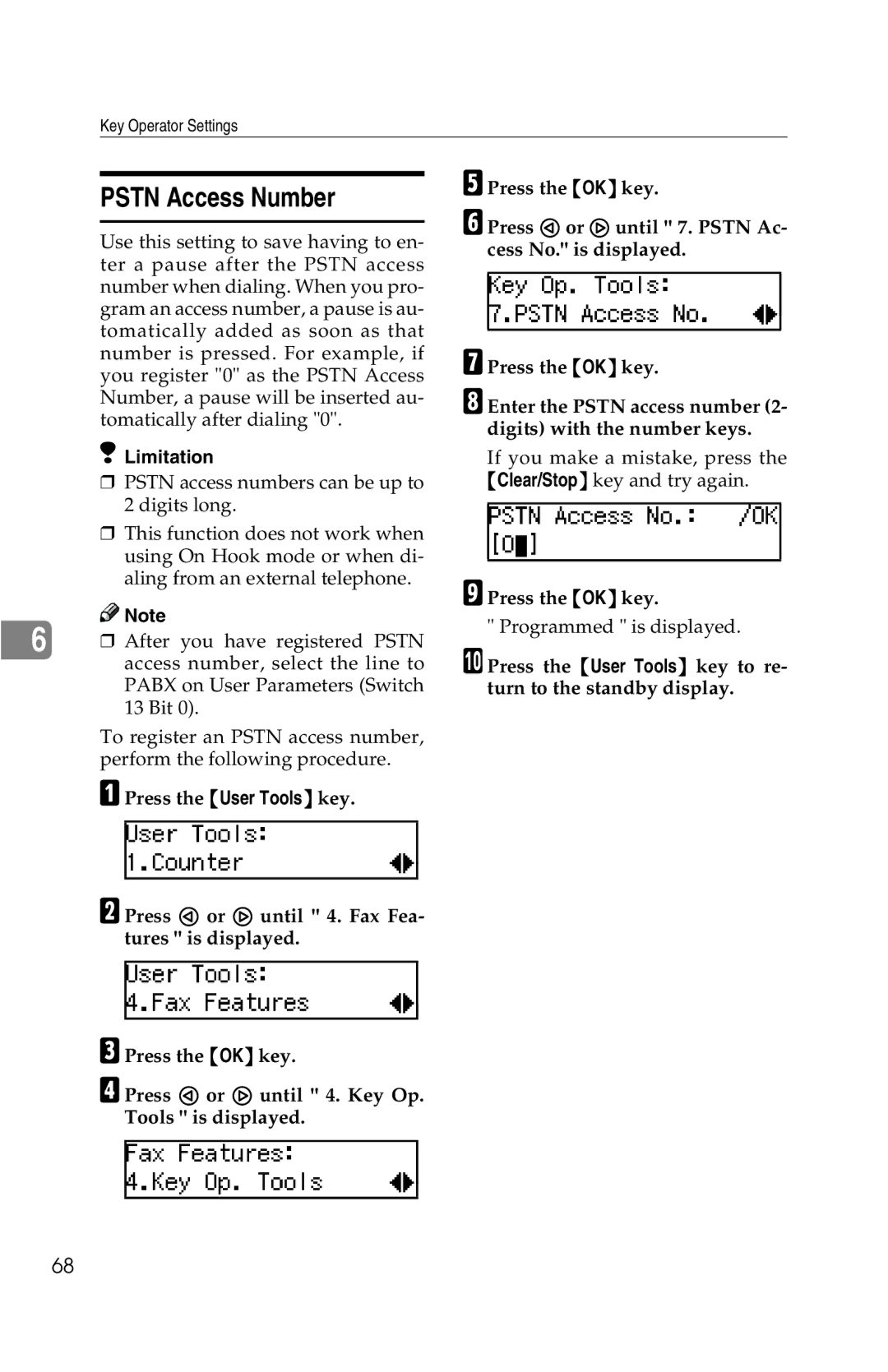 Savin G1619 manual Pstn Access Number 