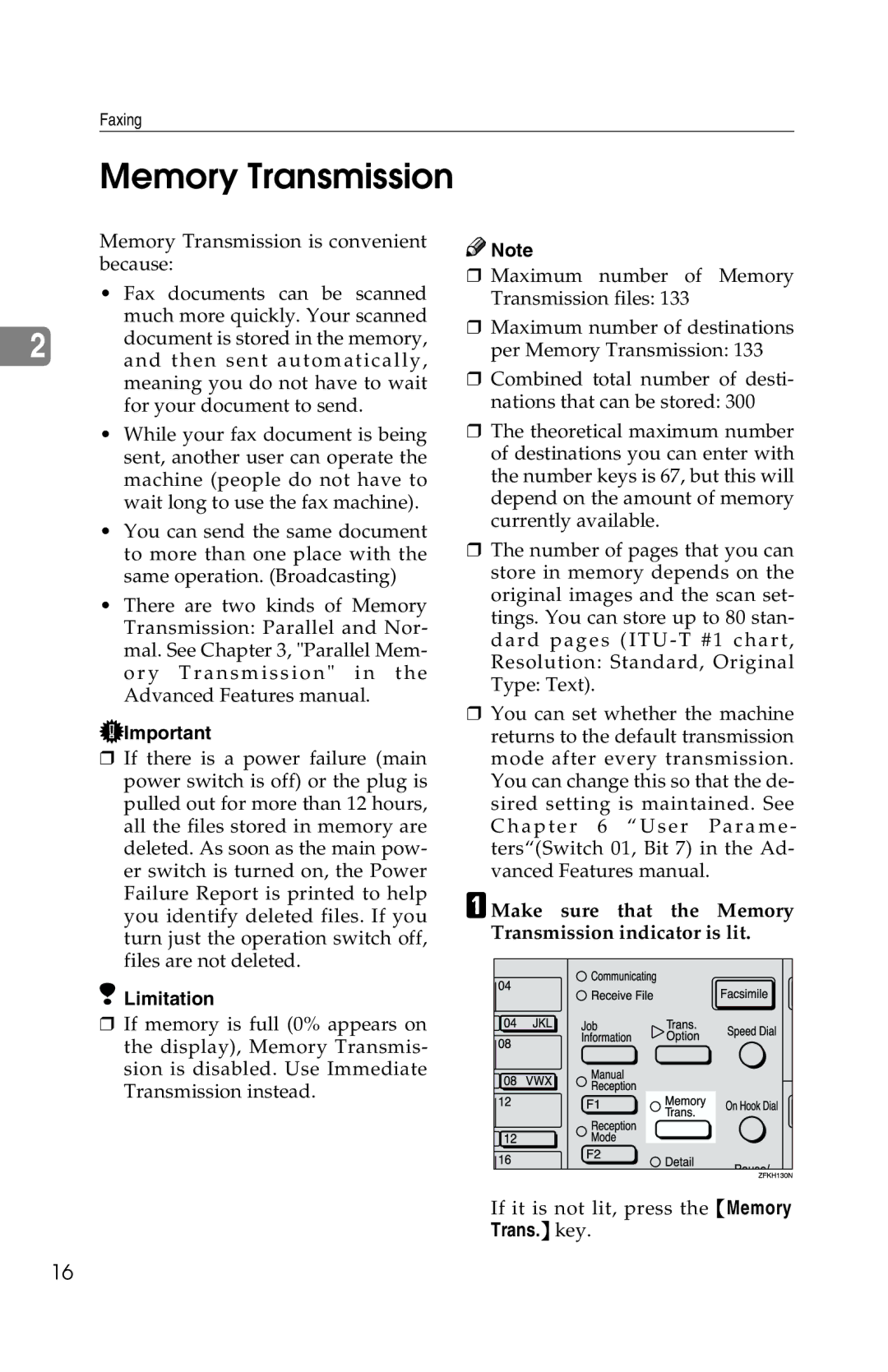 Savin G1619 manual Make sure that the Memory Transmission indicator is lit 